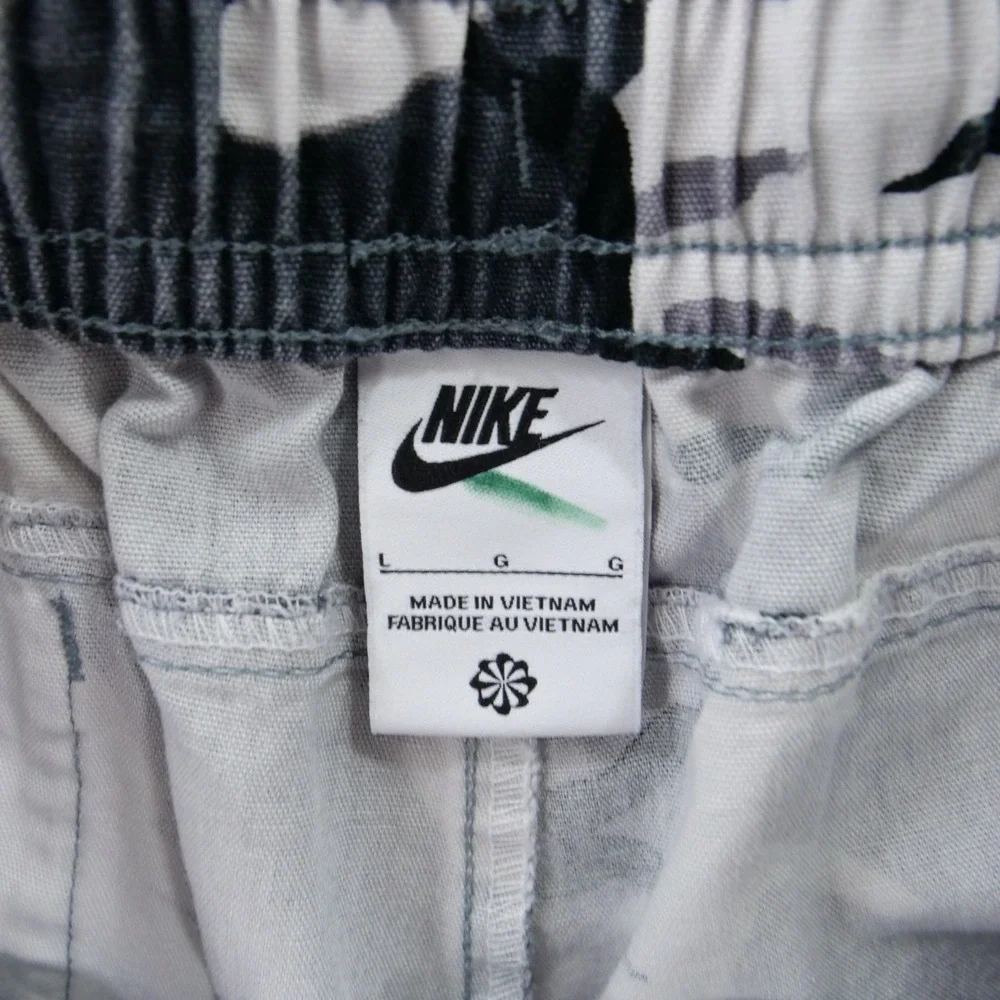 Nike Club Shorts Mens Large Grey White Camo Woven Canvas Drawstring